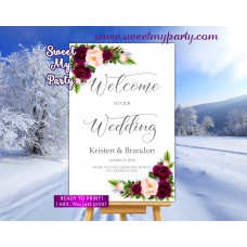 Winter Wedding Welcome Sign,Pine Cone Wedding Welcome sign,(118w)